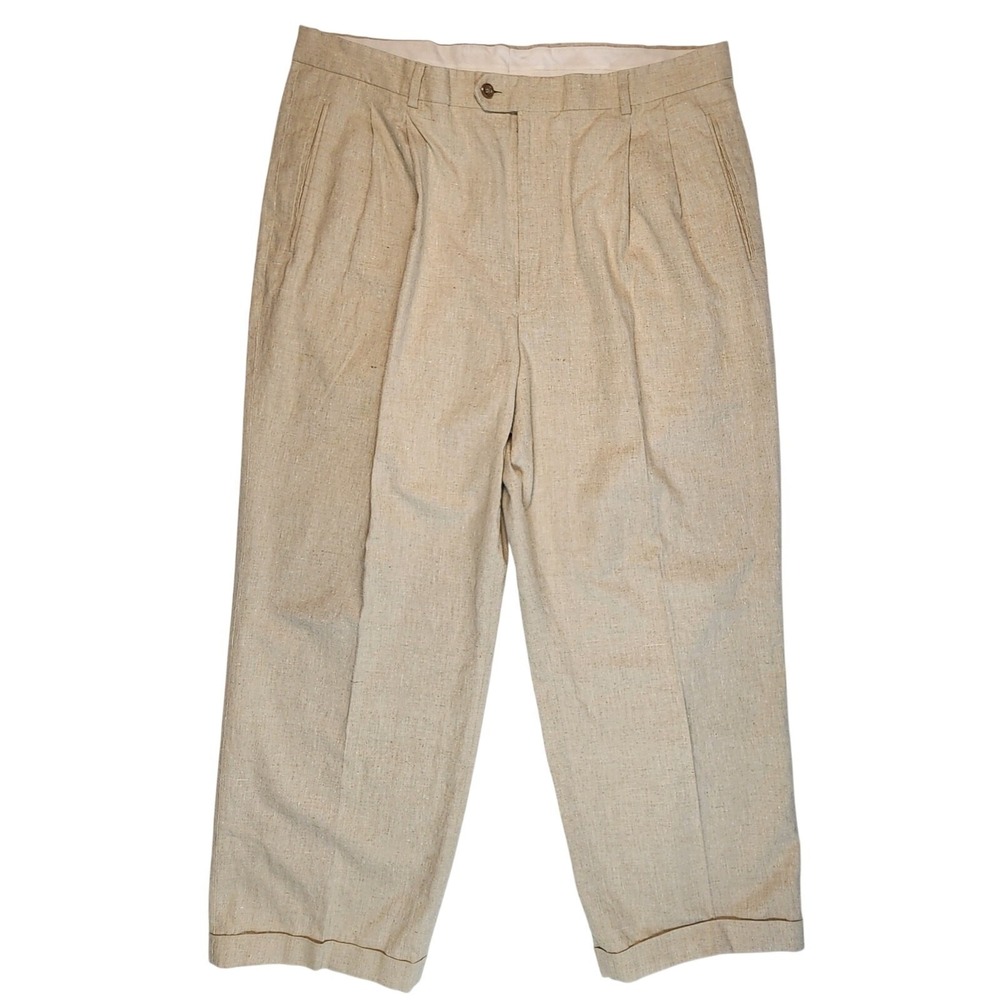 Braggi Linen Cotton Pleated Trousers Minimalist Workwear Size 40